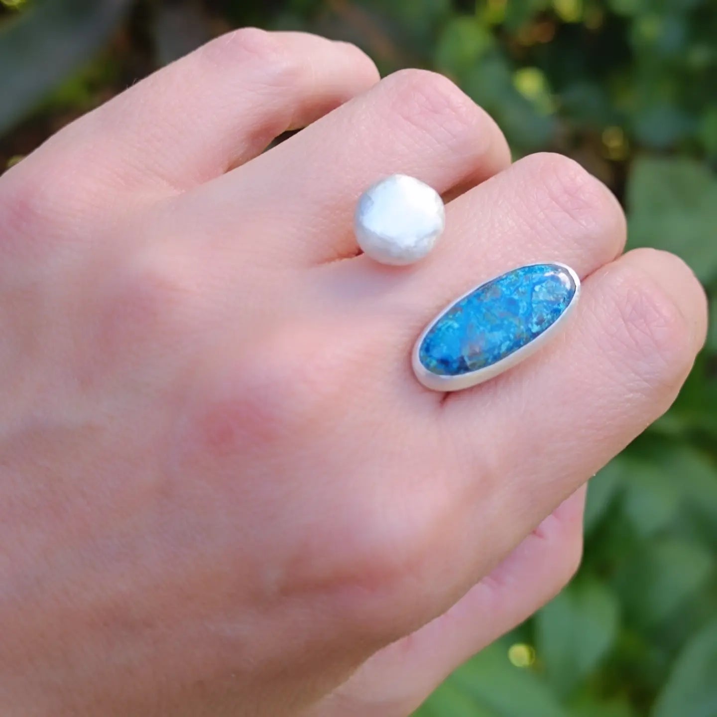 Anillo tú y yo turquesa