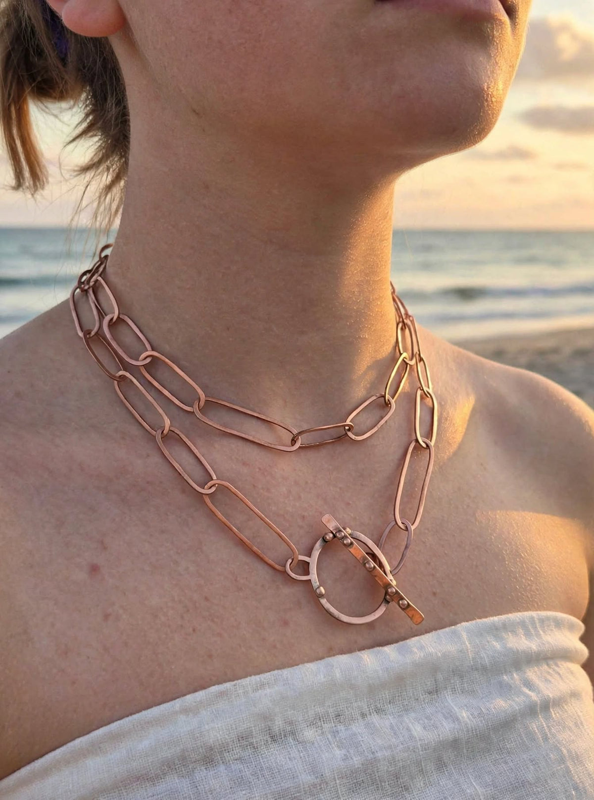 Collar eslabones cobre